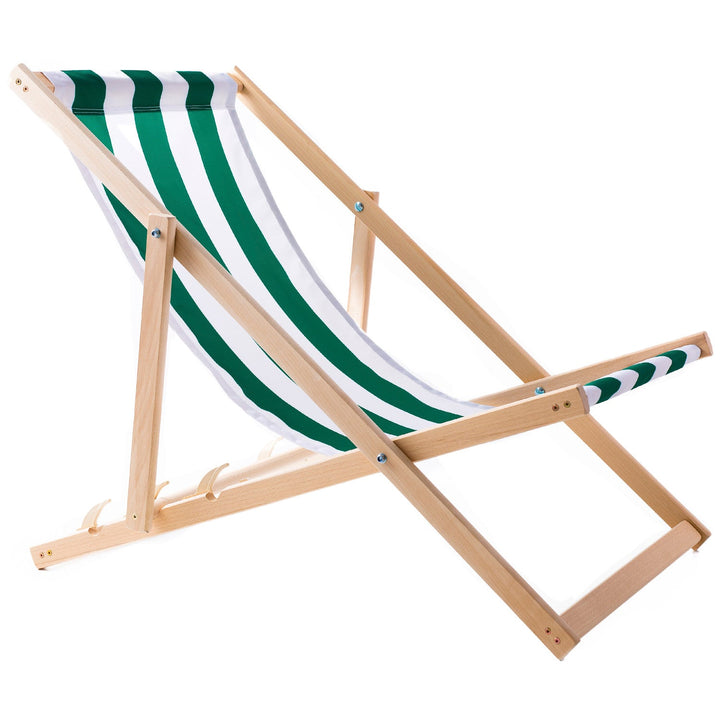 Set of four deckchairs, green stripes, Woodok, assembled