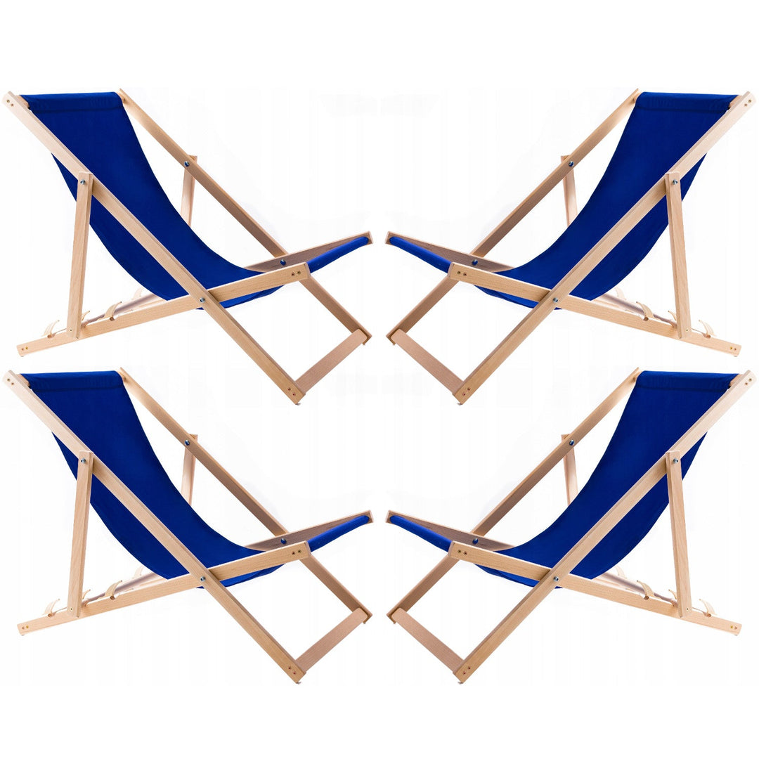 Set of four recliners, lounger chairs, blue, Woodok, assembled
