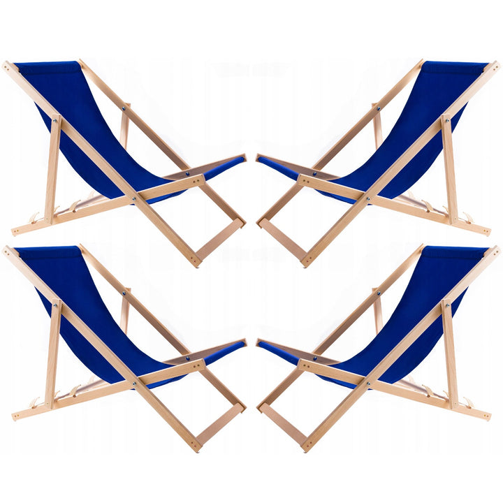 Set of four recliners, lounger chairs, blue, Woodok, assembled