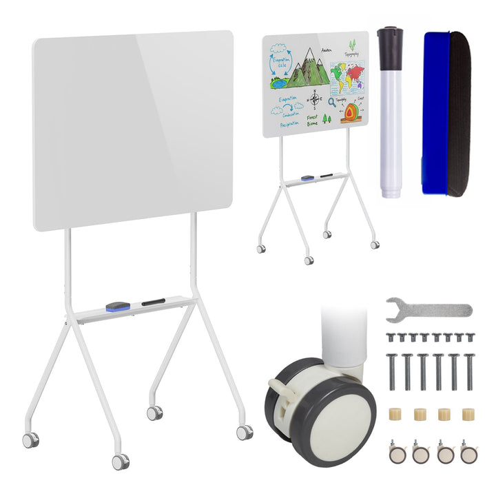 Ergo Office mobile dry erase board, horizontal orientation, white, single sided, with shelf, board dimensions 1190x790mm, ER-306
