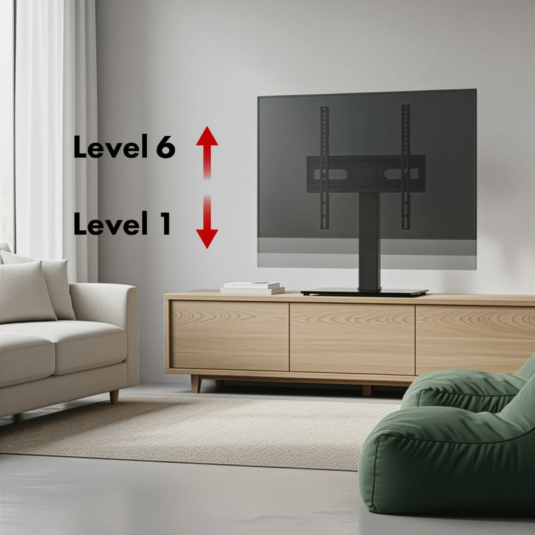 Maclean universal TV stand, for RTV cabinet, stand, max. 40kg, max. VESA 400x400, height and angle adjustment, for 32-65" TV, MC-1240