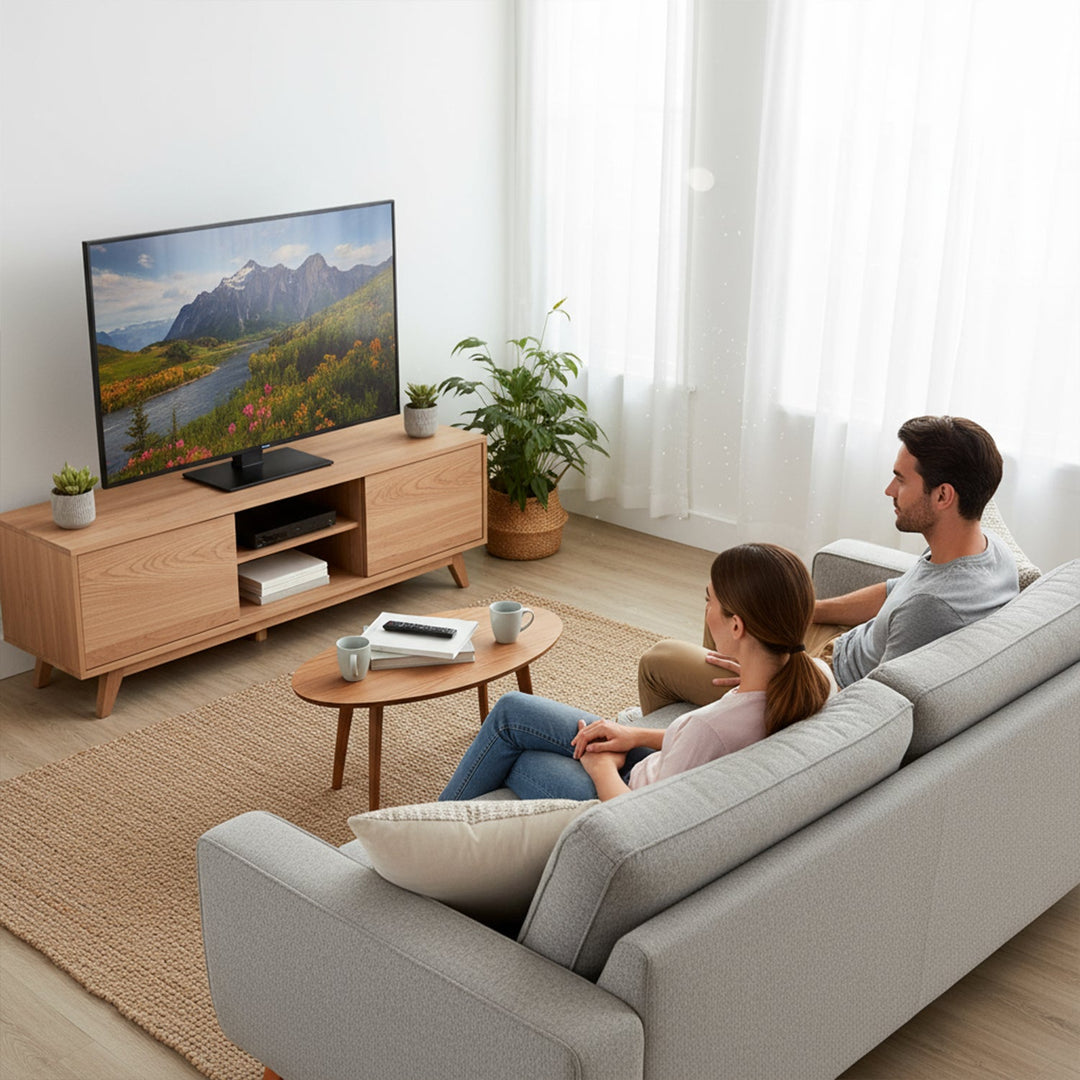 Maclean universal TV stand, for RTV cabinet, stand, max. 40kg, max. VESA 400x400, height and angle adjustment, for 32-65" TV, MC-1240