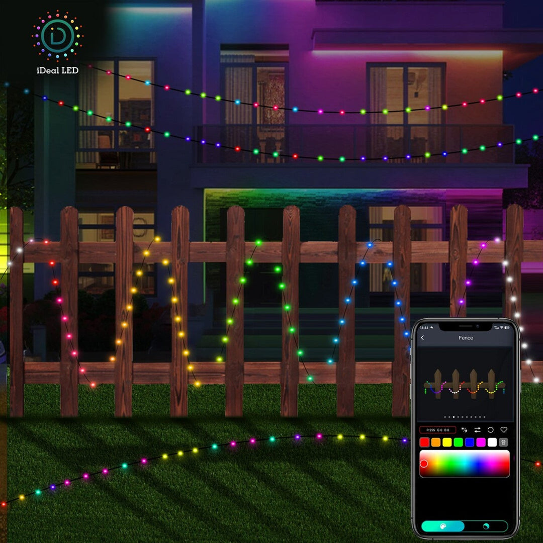 Rabalux outdoor lighting, RGB LED string, IP44, Wi-Fi, Bluetooth, Biri