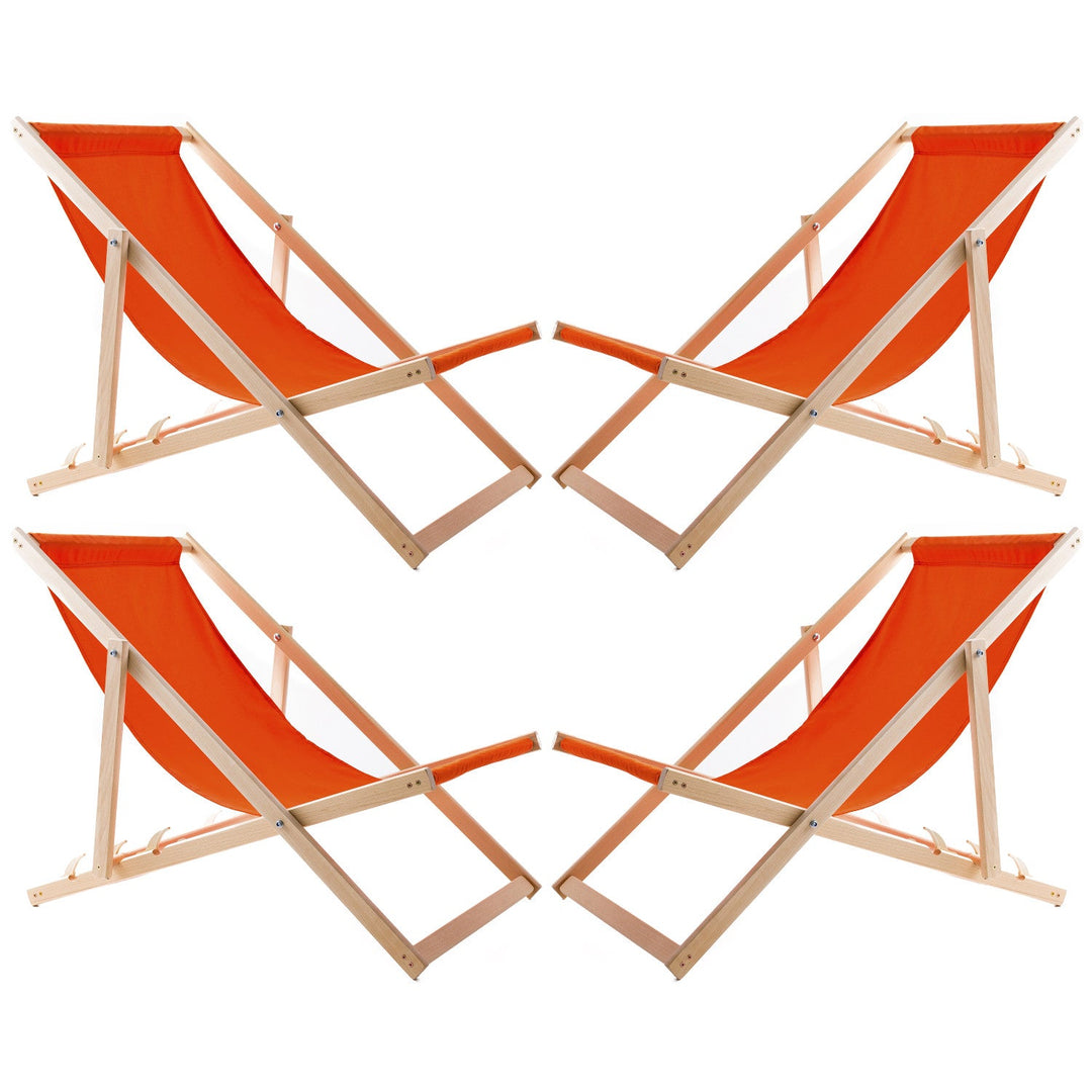 Set of four deckchairs, orange colour, Woodok, assembled