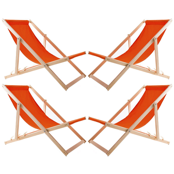 Set of four deckchairs, orange colour, Woodok, assembled