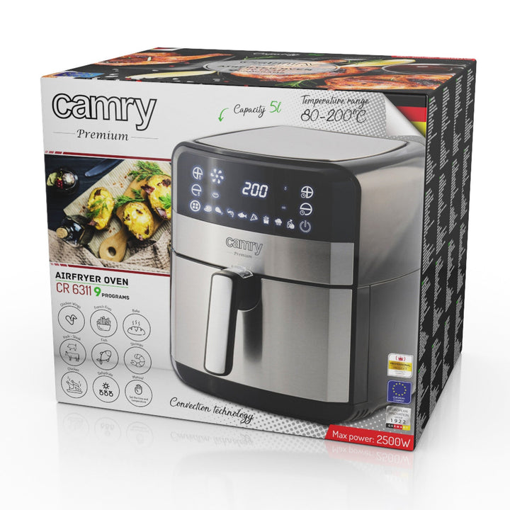 Fat free fryer, 9 programs, 5.0 L, Airfryer, Camry CR 6311