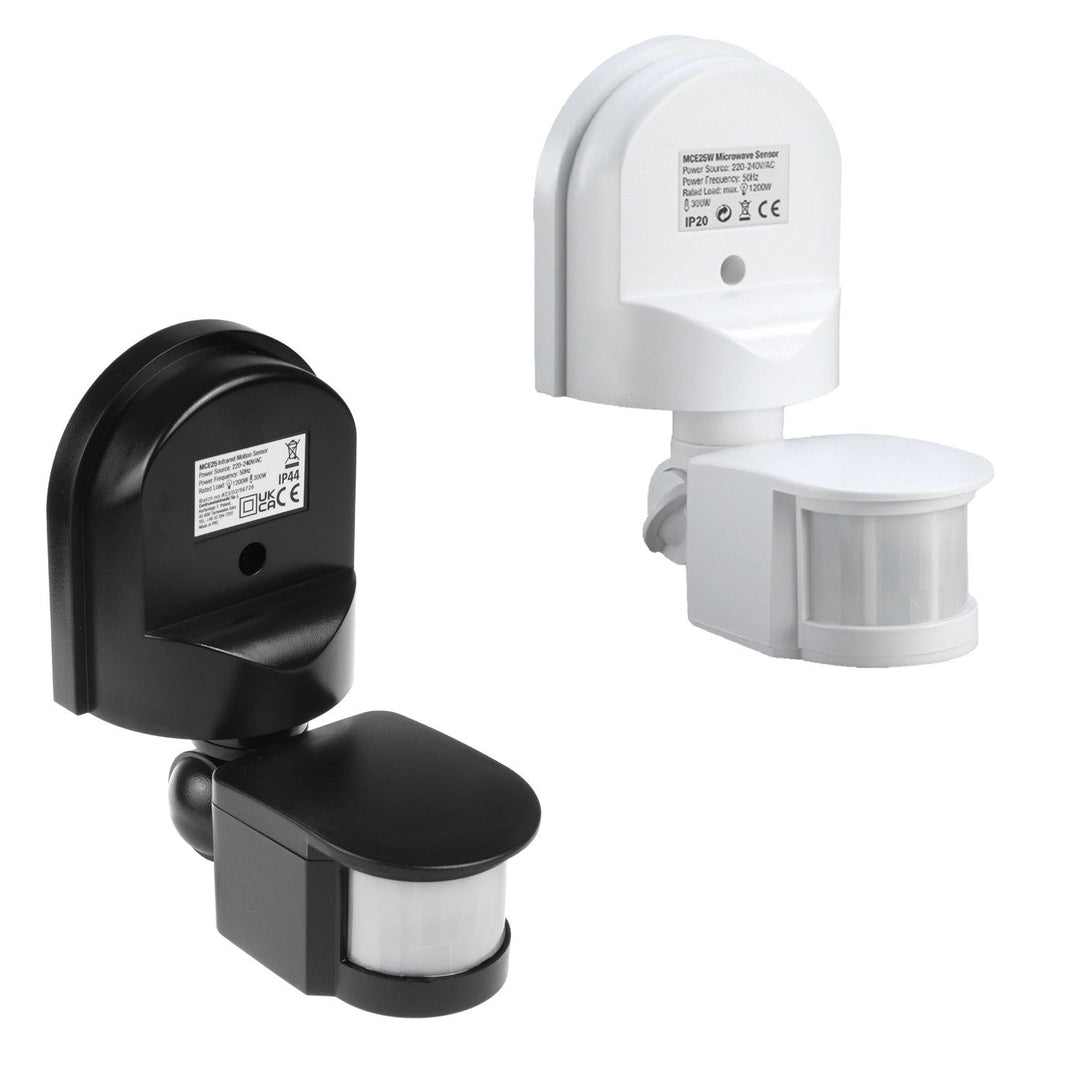Maclean wall-mounted motion and dusk sensor, 180°, max. 1200W, black and white, MCE25