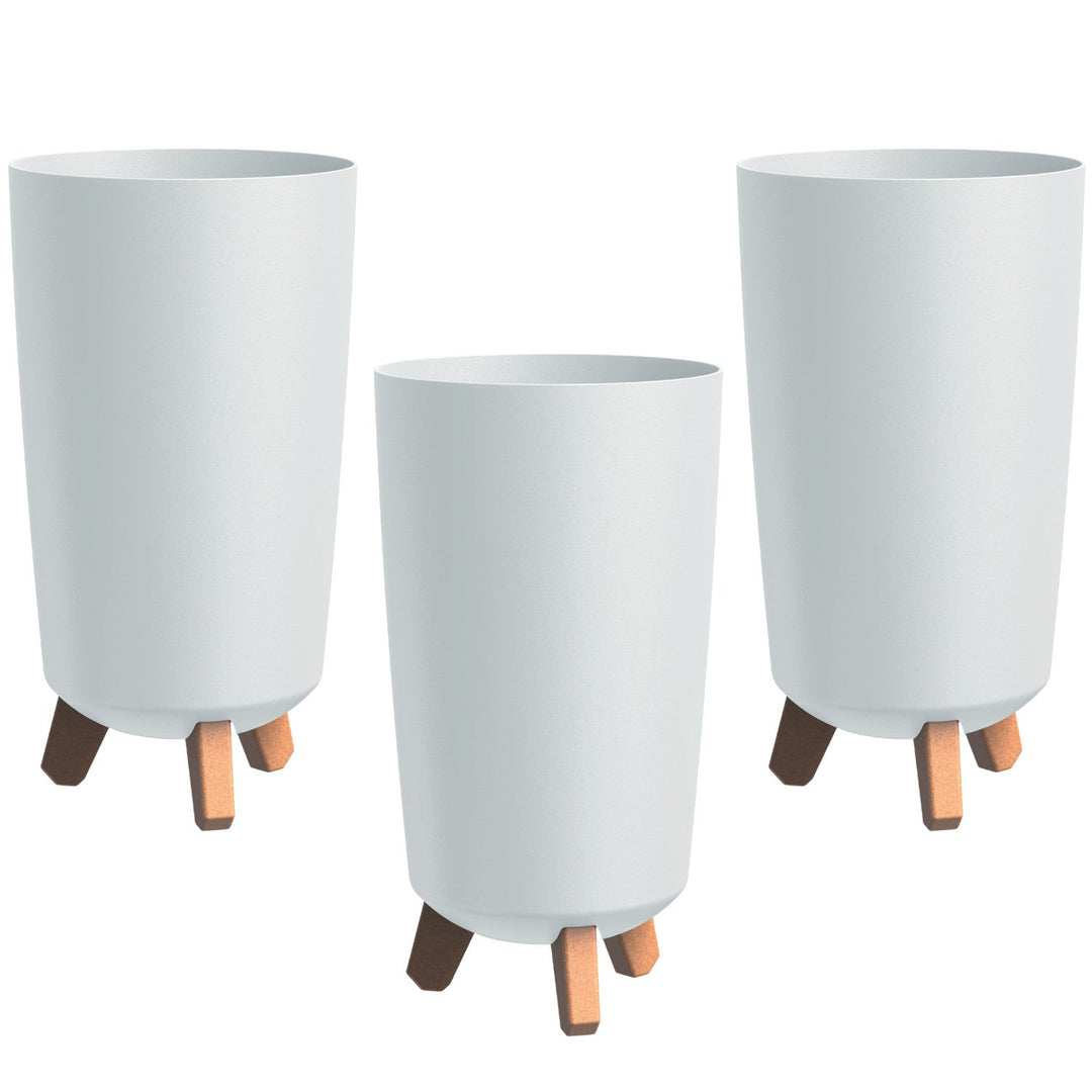 Prosperplast flower pot, diameter 195mm, height 365mm, on legs, white, Gracia Tubus Slim, set of 3 pieces