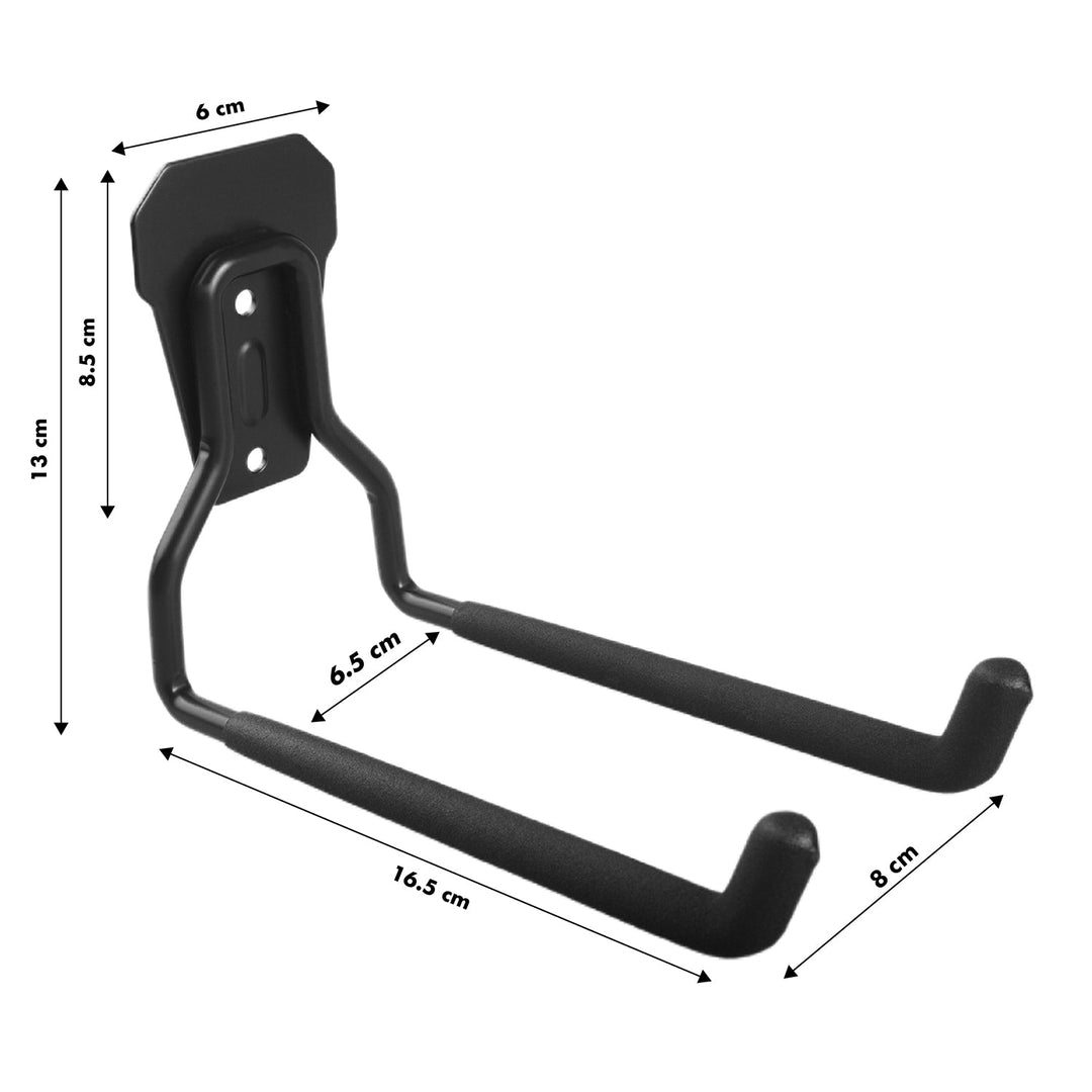 Maclean garage wall mount, for tires, gardening tools, ladder, garden hoses, steel, max load 35kg, MC-439 + garage steel wall hook 35kg black