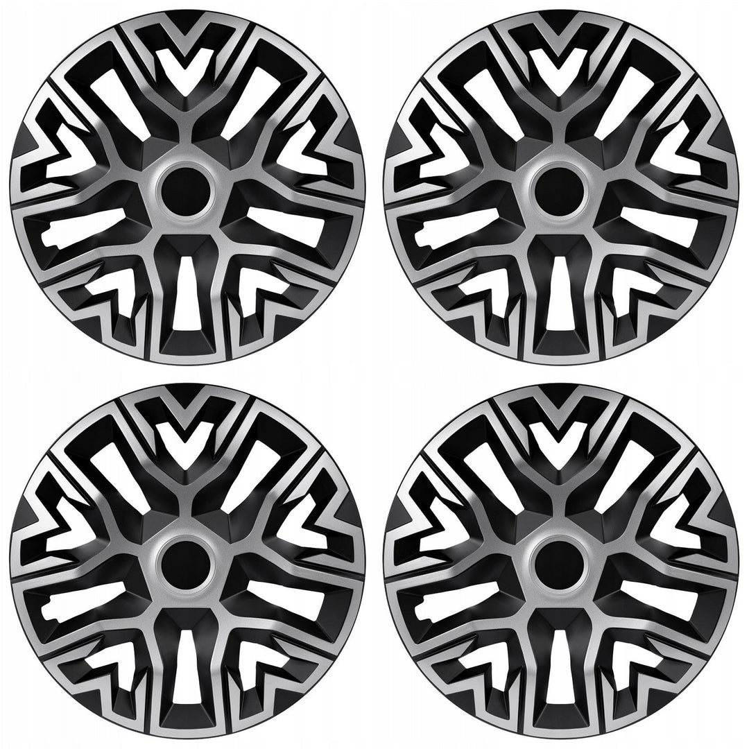 Universal hubcaps 15'' NRM The Best Bicolor silver and black 4 pieces