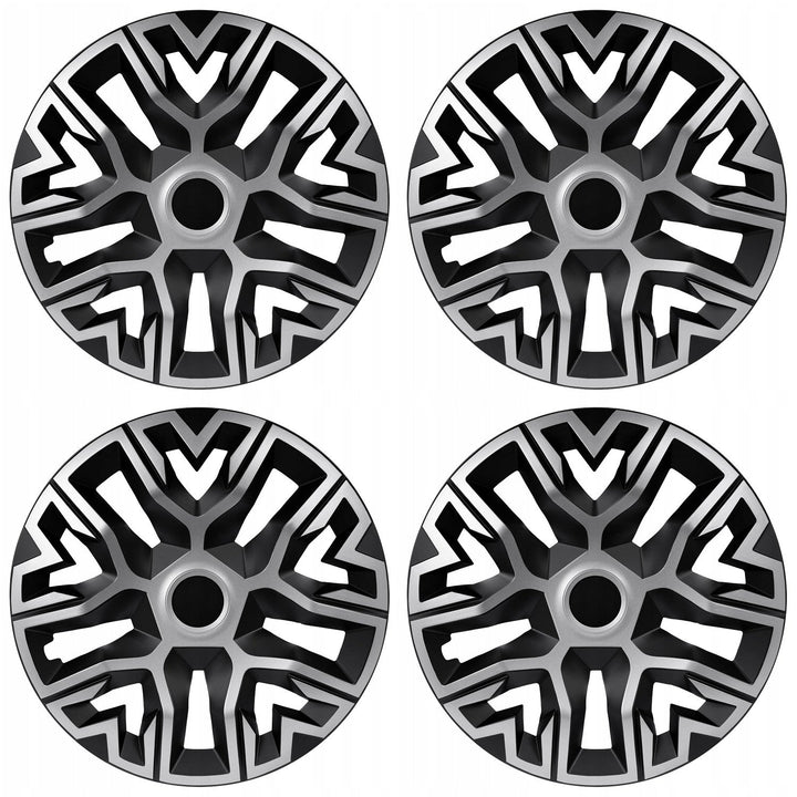 Universal hubcaps 15'' NRM The Best Bicolor silver and black 4 pieces