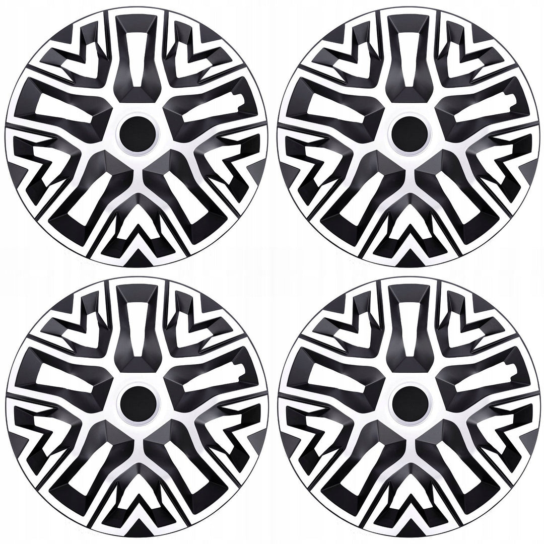 Universal hubcaps 14'' NRM The Best Bicolor white and black 4 pieces