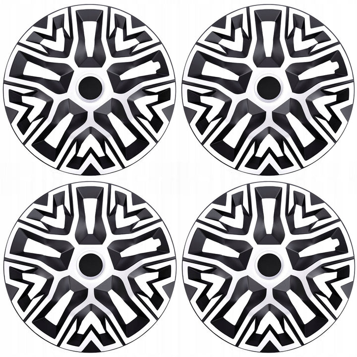 Universal hubcaps 16'' NRM The Best Bicolor white and black 4 pieces wheel trims