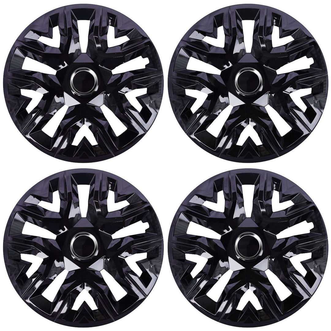 Universal hubcaps 15'' NRM Perfecto black lacquered 4 pieces wheel trims