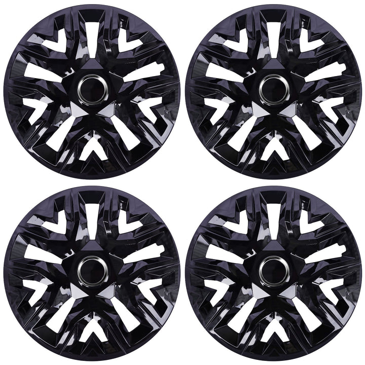 Universal hubcaps 15'' NRM Perfecto black lacquered 4 pieces wheel trims