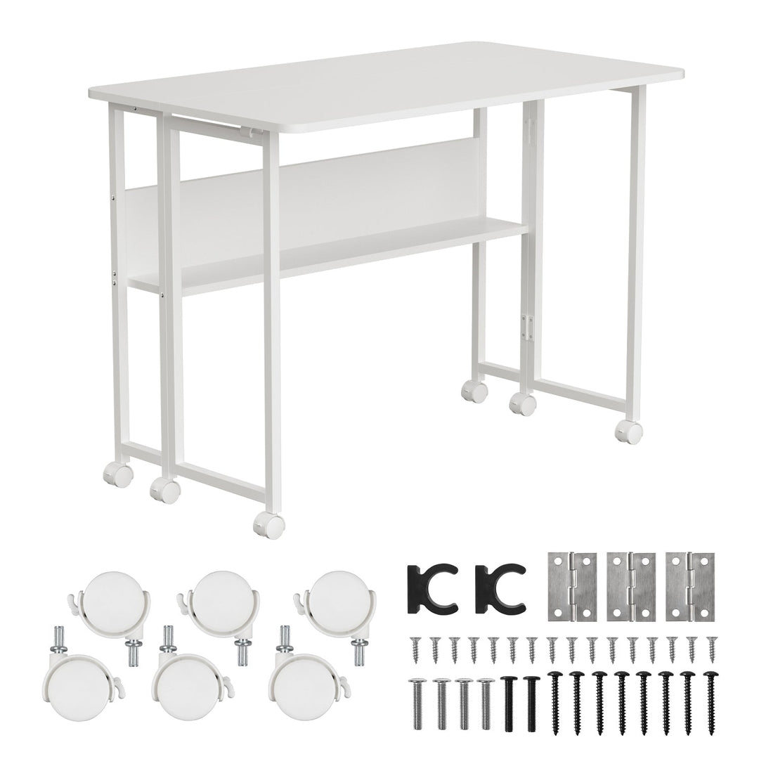 Maclean folding table desk, white, mobile, top 100x58cm, max. 50kg, MC-126 W