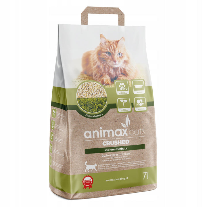 Clumping litter, classic, crushed, 7 liters + clumping litter, green tea, crushed, 7 liters, Animax
