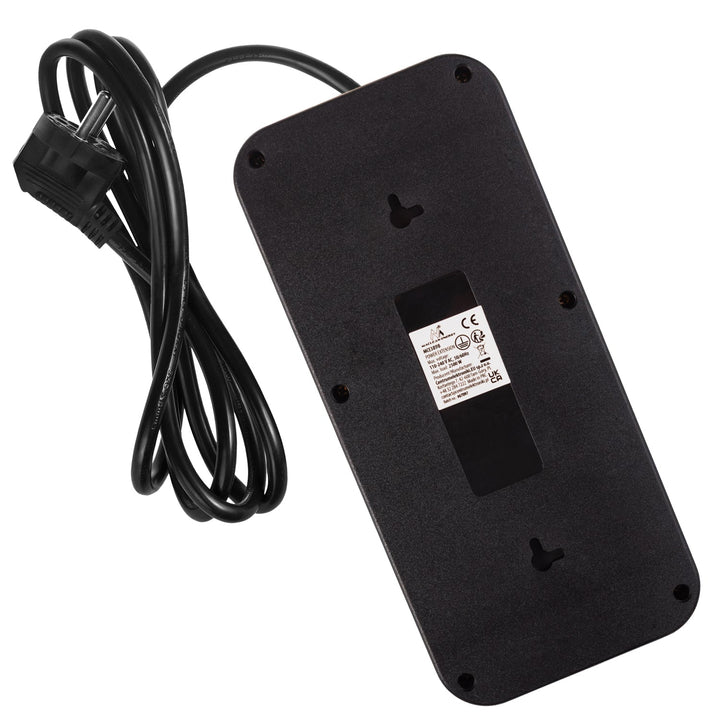 Maclean power strip, 6 socket extension + 4xUSB, 110-240V AC 50/60Hz, 2.1A max 2500W, 1.5 m, black, MCE389 B
