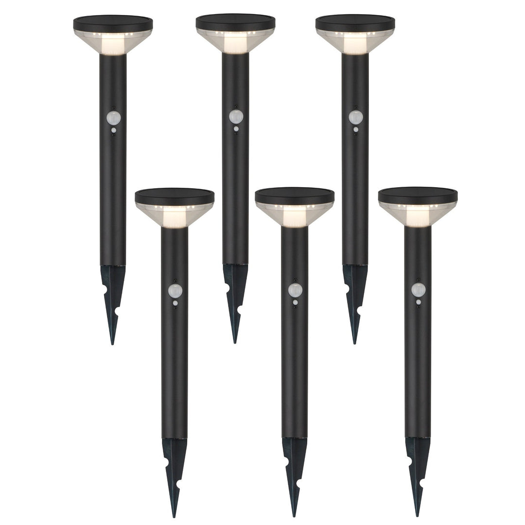 Maclean Solar LED Light, with sensor, 3 modes, plug-in, Li-ion 18650, IP44, 3.7V, 1200 mAh, Black, MCE465 B, 6 pieces
