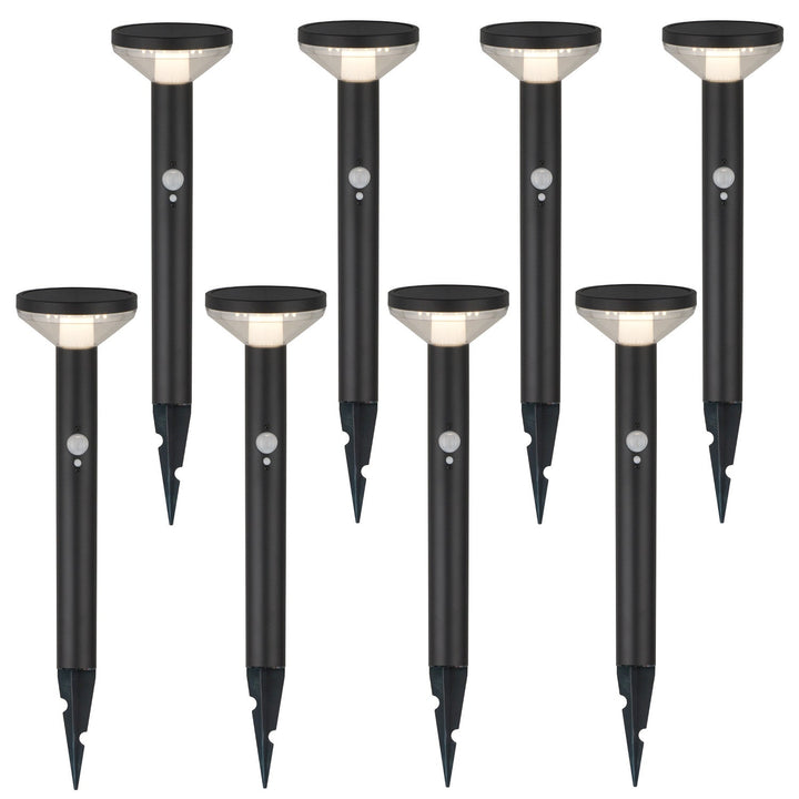 Maclean Solar LED Light, with sensor, 3 modes, plug-in, Li-ion 18650, IP44, 3.7V, 1200 mAh, Black, MCE465 B, 8 pieces
