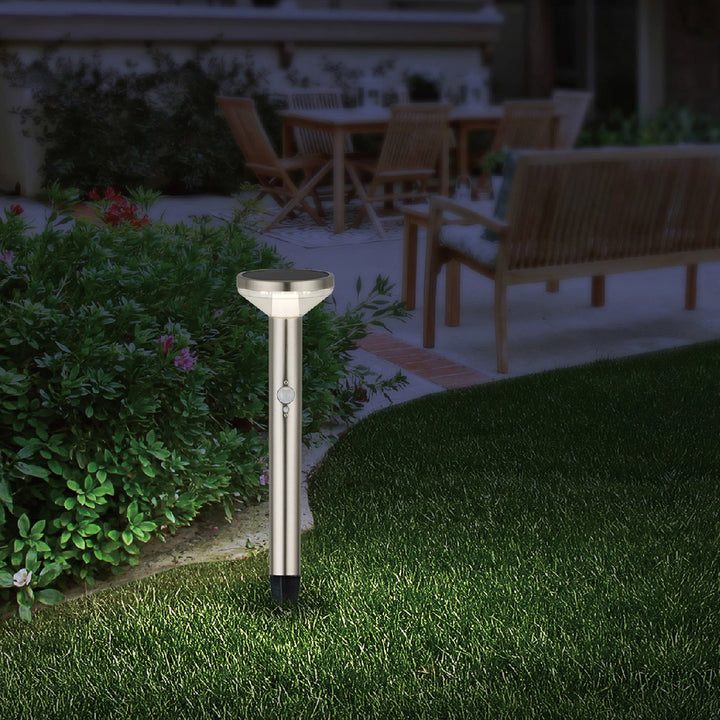 Maclean Solar LED Light, with sensor, 3 modes,plug-in, Li-ion 18650, IP44, 3.7V, 1200 mAh, Chrome matt, MCE465 C/M, 6 pieces