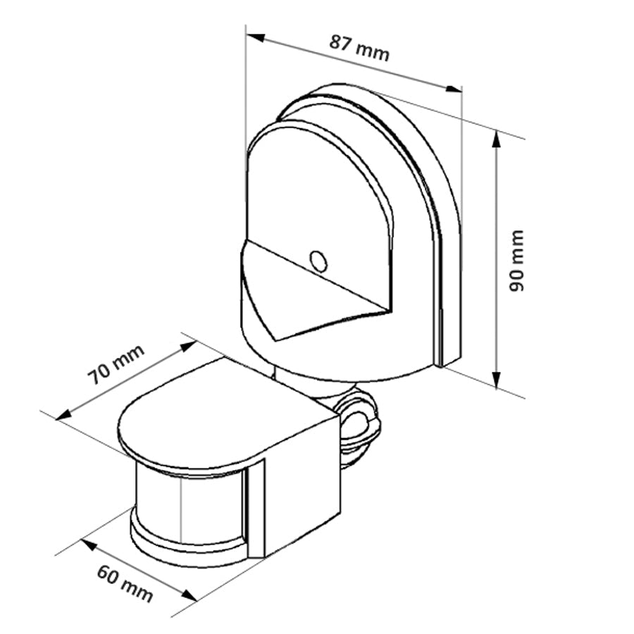 Maclean wall-mounted motion and twilight sensor, 180°, max. 1200W, black with black cover, MCE25 B/B