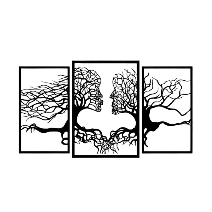 Eyoka openwork painting, 3D wall decoration, 3D painting "Faces from trees" 90x48cm Black