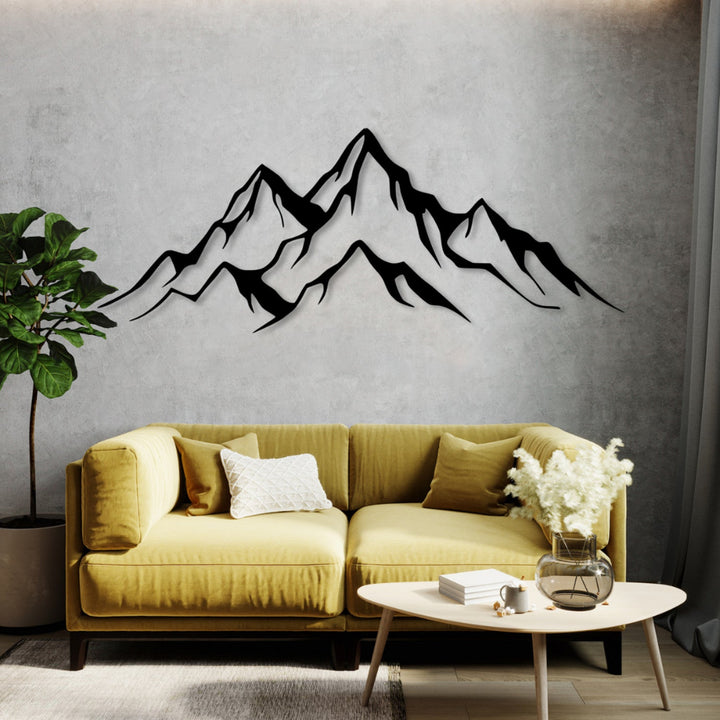 Openwork painting, 3D wall decoration, 3D painting "Panorama of Mountains" 180x61cm Black
