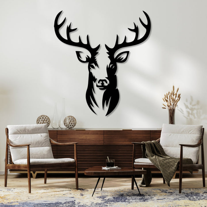 Openwork painting, 3D wall decoration, 3D painting "Deer" 50x45cm black