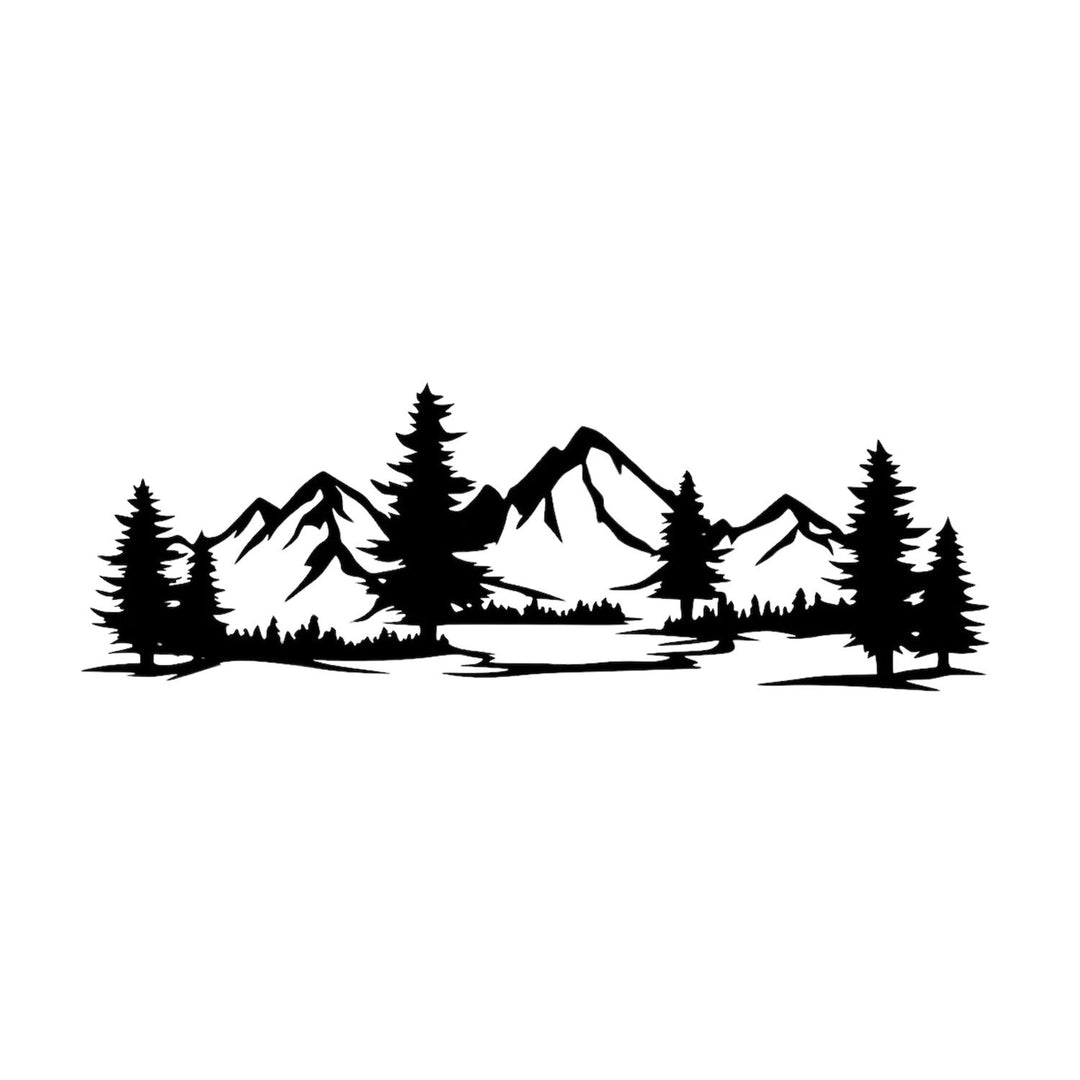 Openwork painting, 3D wall decoration, 3D painting "Mountains with forest" 120x41cm Black