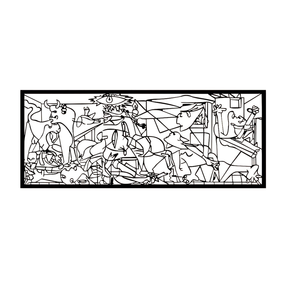 Openwork painting, 3D wall decoration, 3D painting "Guernica Pablo Picasso" 120x48cm Black