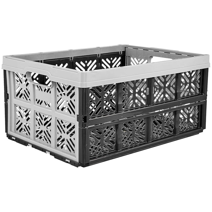 Keeeper plastic folding basket, shopping bin, 32L, grey-black