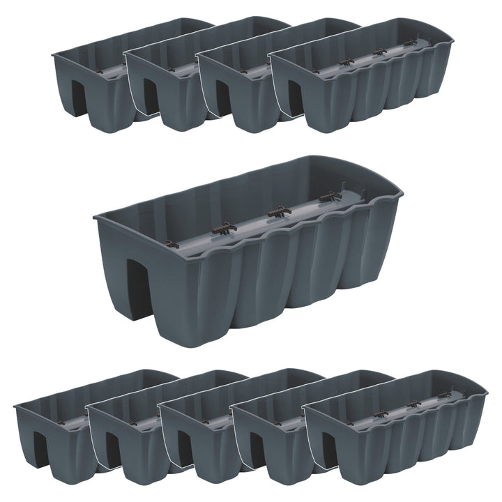 Balcony flower pot for balustrade DCRO600 - Anthracite, capacity 18L, 10 pieces