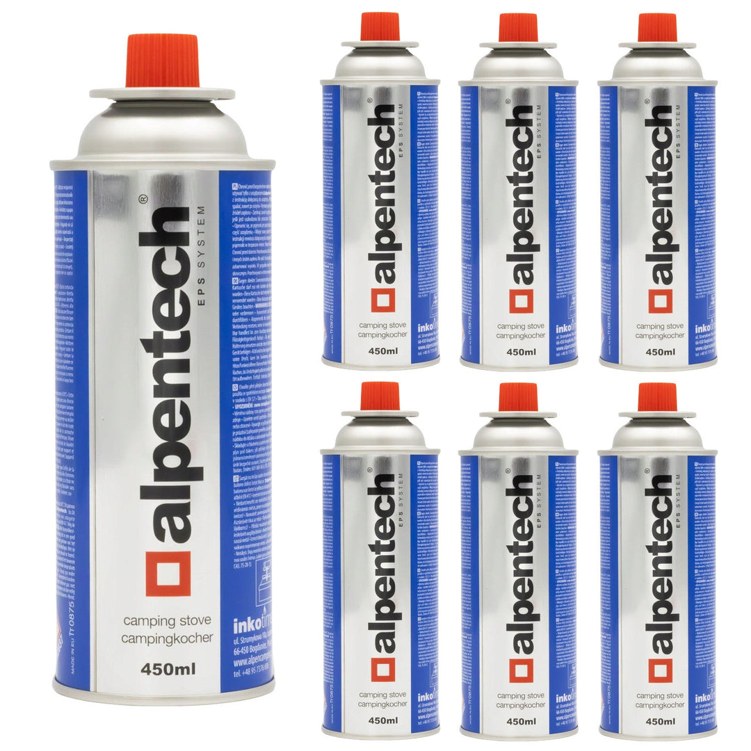 Alpentech 433ml gas cartridge, compliant with EN417, isobutane, EPS system, IK301, 7 pieces