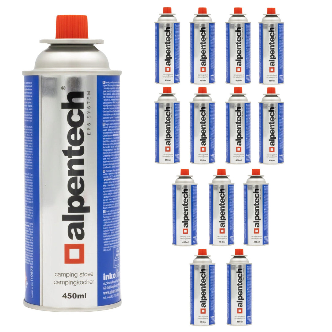 Alpentech 433 ml gas cartridge, compliant with EN 417, isobutane, EPS system, IK301, 14 pieces
