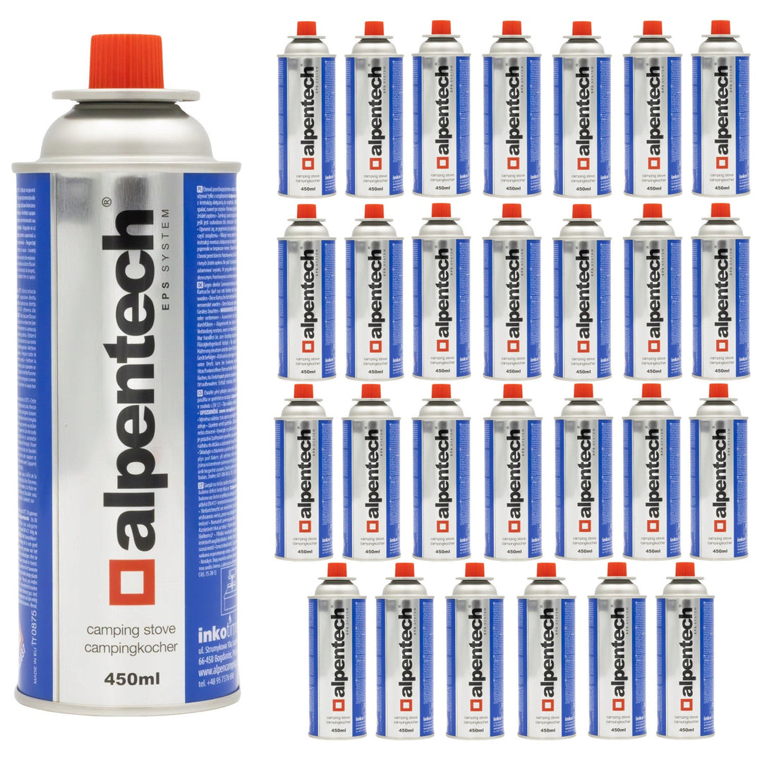 Alpentech 433 ml gas cartridge, compliant with EN 417, isobutane, EPS system, IK301, 28 pieces