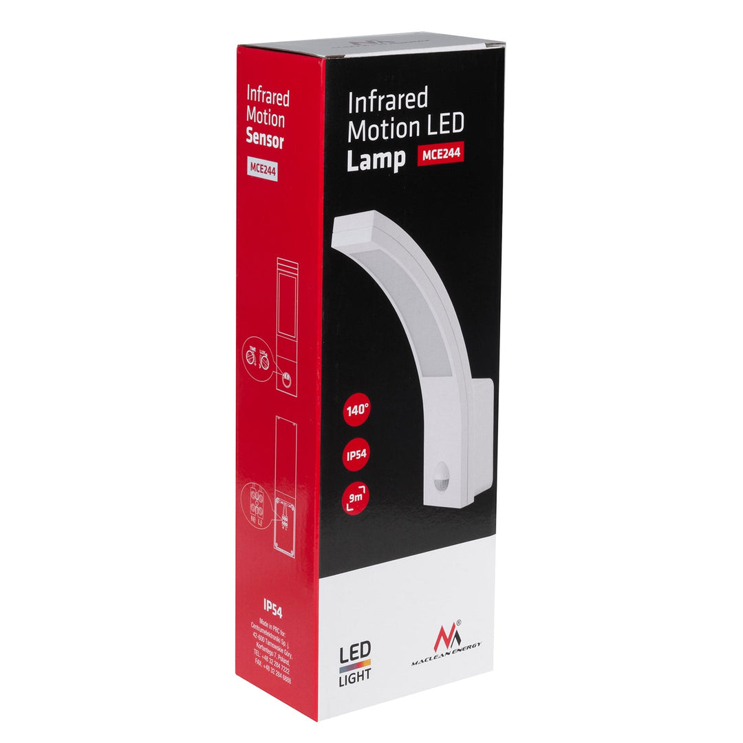 Maclean motion sensor LED lamp, PIR motion sensor, white, 10W, IP54, 750lm, neutral white (4000K) MCE244 W. 2 Pices