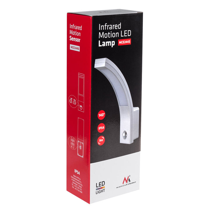 Maclean motion sensor LED lamp, PIR motion sensor, silver, 10W, IP54, 750lm, neutral white (4000K) MCE244 S, 2 pieces