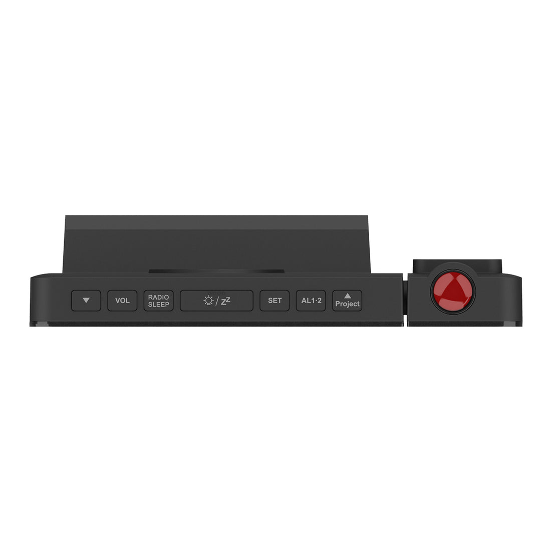 Digital LED clock radio with GreenBlue projector, FM radio, alarm, 12/24 clock, 5V DC USB power supply + CR2032, GB172