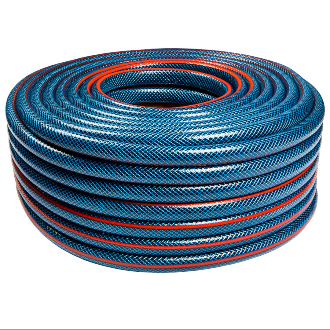 Vartco Light Blue 4-ply water hose Garden hose Garden irrigation hose Flexible Flexible hose Polyester cross braid UV-resistant 22 bar 1" 50m