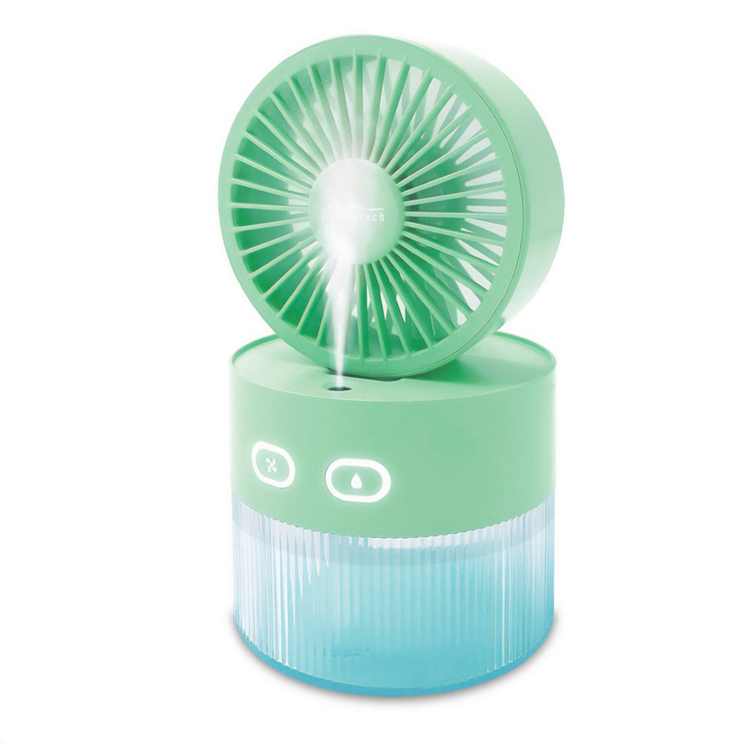 Desktop fan with air humidification. Capacity 350ml. Mist of 40ml/h. USB-C power supply