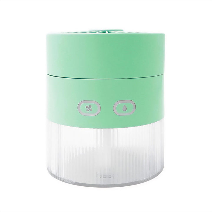 Desktop fan with air humidification. Capacity 350ml. Mist of 40ml/h. USB-C power supply