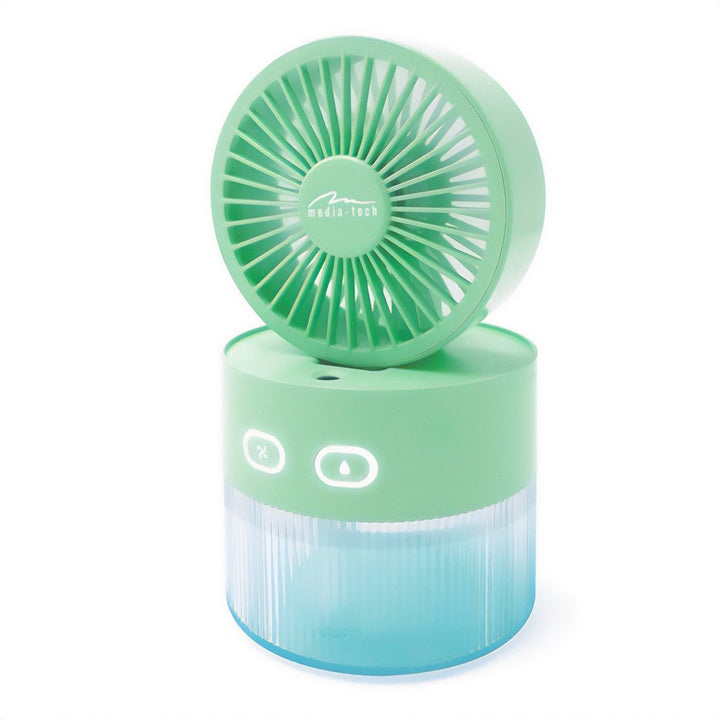 Desktop fan with air humidification. Capacity 350ml. Mist of 40ml/h. USB-C power supply