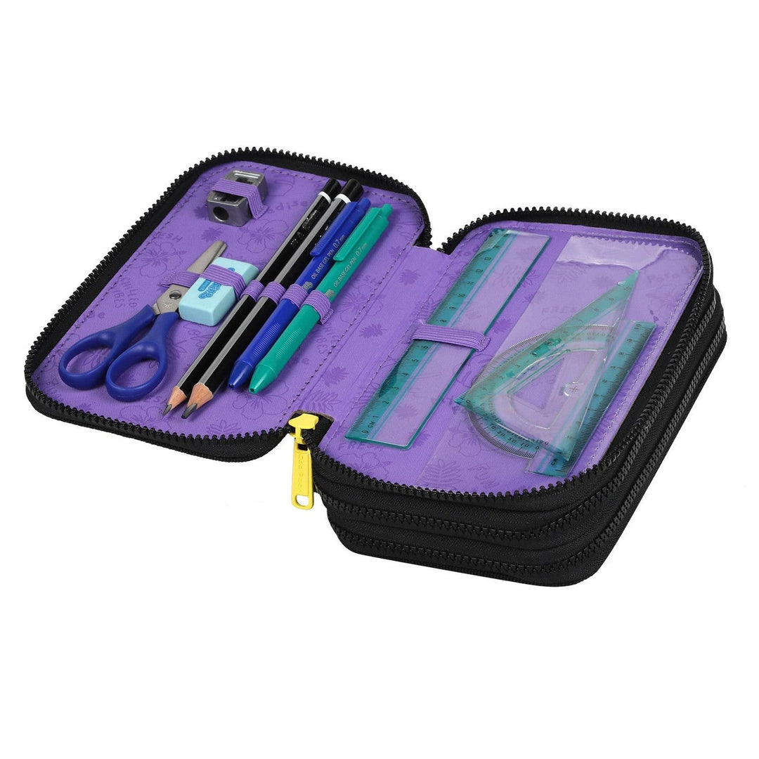Coolpack Jerry DISNEY STITCH 19 L school backpack black + CoolPack three-compartment pencil case with accessories JUMPER 3 STITCH
