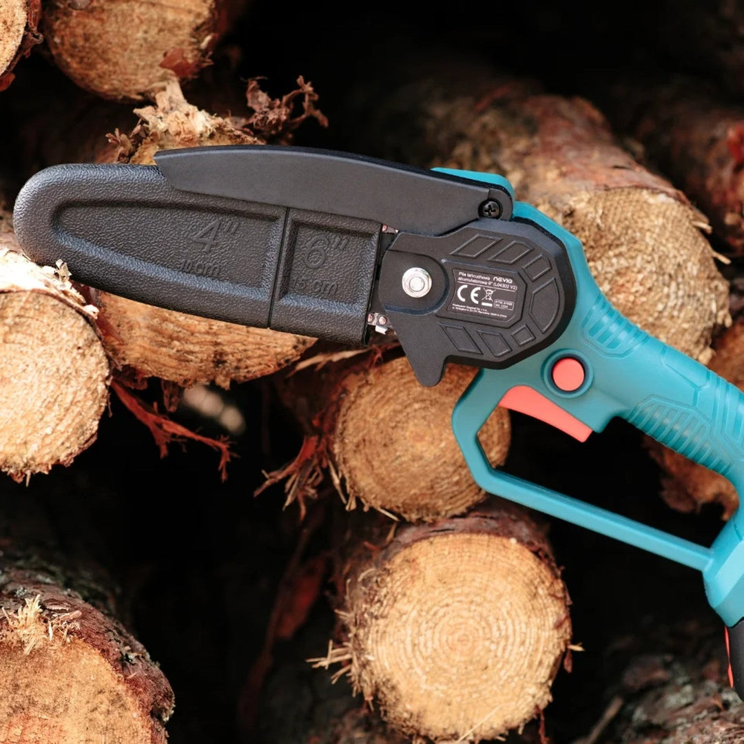 NEVIQ cordless chainsaw, 6'' bar, 200W, Li-ion 1.5 Ah battery, L04302