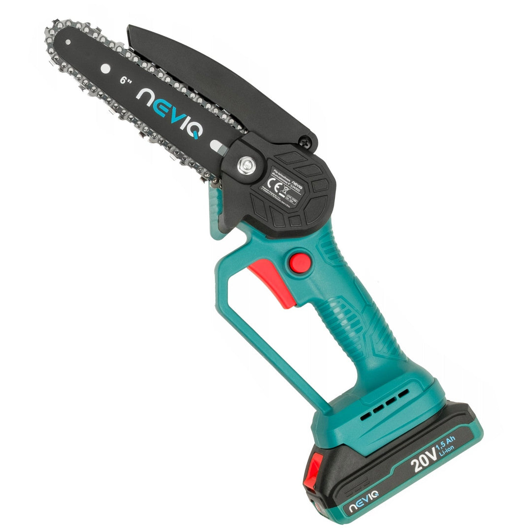 NEVIQ cordless chainsaw, 6'' bar, 200W, Li-ion 1.5 Ah battery, L04302