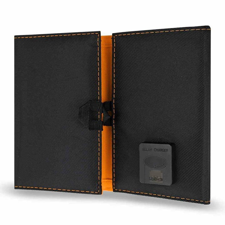 Solar panel, charger, 6W, 1 USB port, black and orange, A01