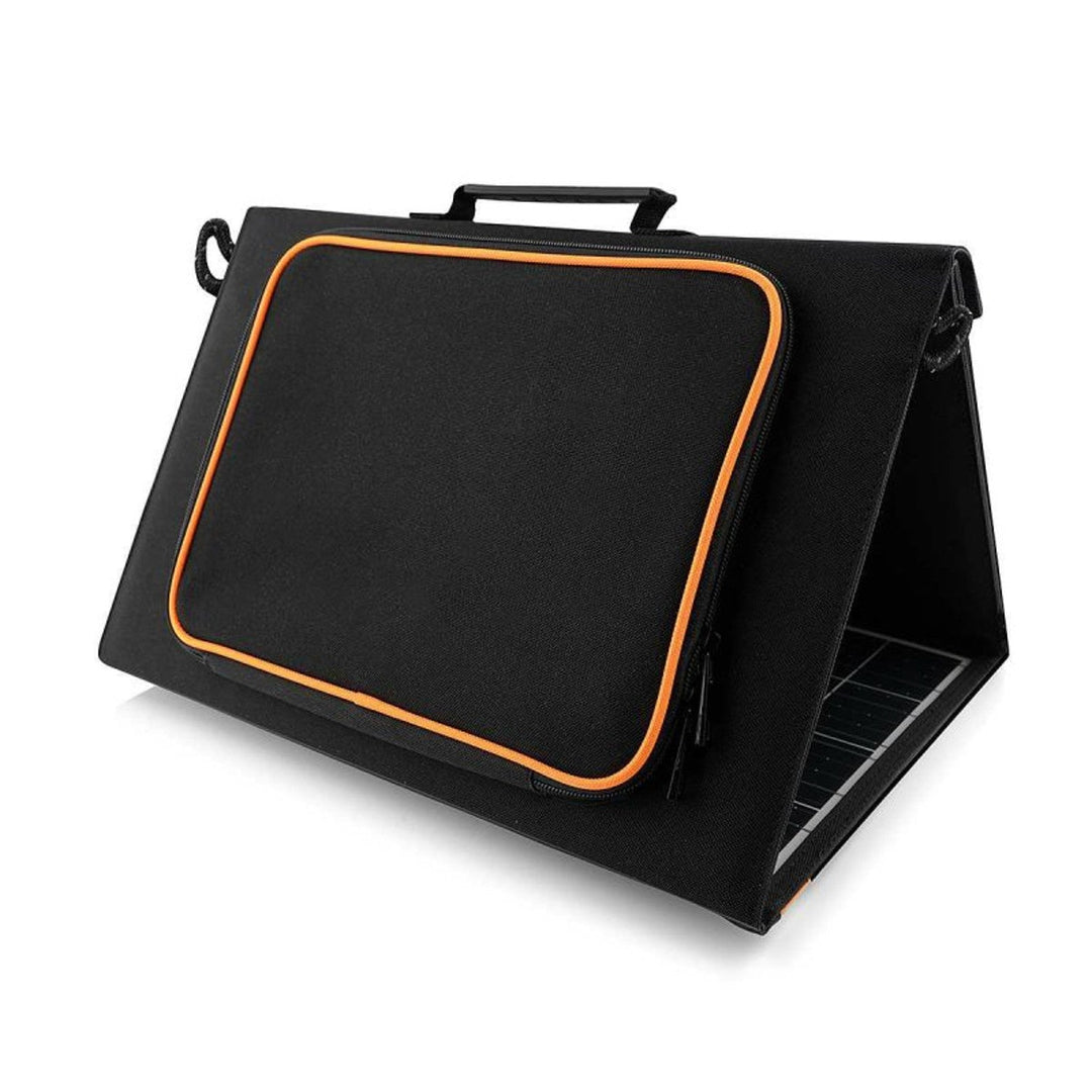 Solar panel, charger, 60W, 2 USB ports, black and orange, A06