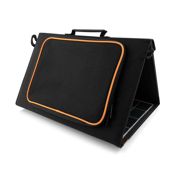 Solar panel, charger, 60W, 2 USB ports, black and orange, A06