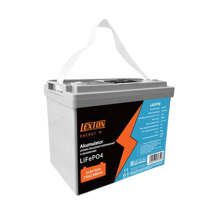 LiFePo4 Lexton lithium-iron-phosphate battery, with BMS, 12.8V, 70Ah, LXLFP70